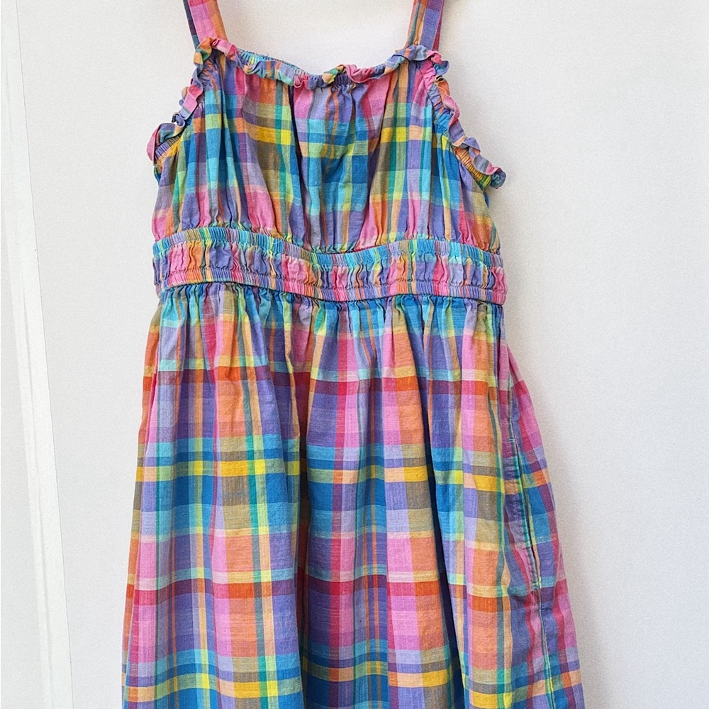 Cat & Jack Pink Blue Ruffled Sundress Sleeveless Casual